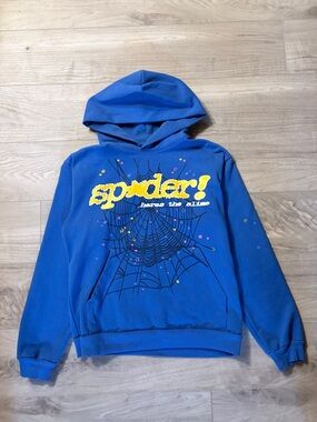 Blue 'Spider' Graphic Hooded Sweatshirt